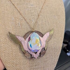 Handmade Gold and Pink Winged Necklace